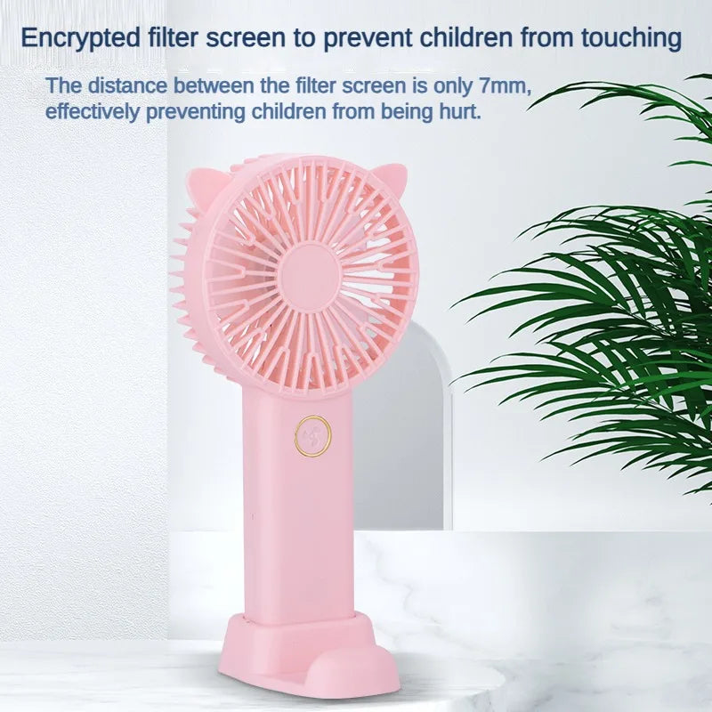 Mini Fan USB Rechargeable Portable Hand Fan 6V Summer Student 3 Stage Desk Fan with Base Ventilador Venty Stroller Pocket Fans